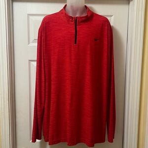 Nike Red Long-Sleeve Quarter-Zip Dri Fit Pullover with Black Swoosh